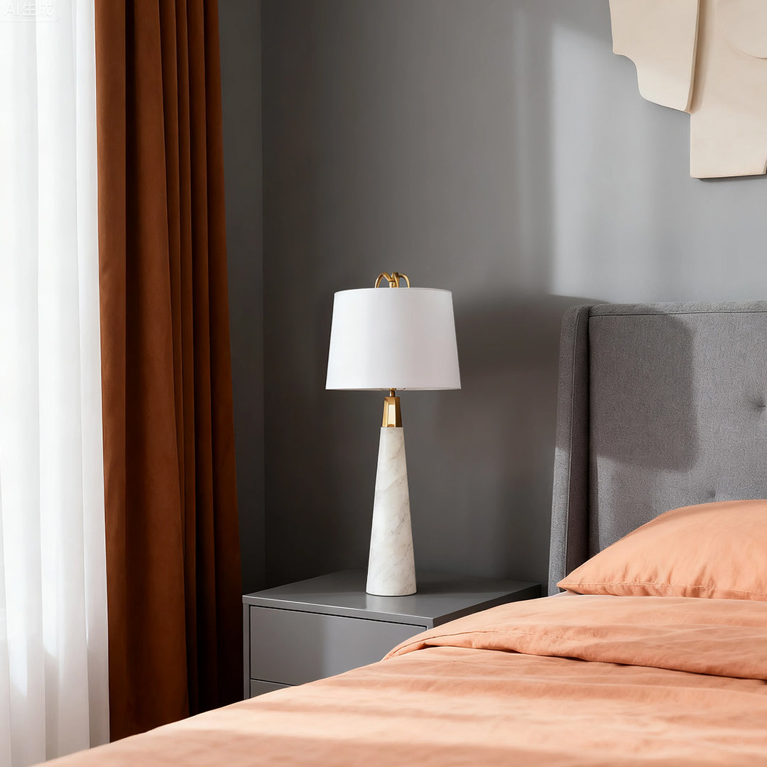 Nordic White Marble Tapered Table Lamp