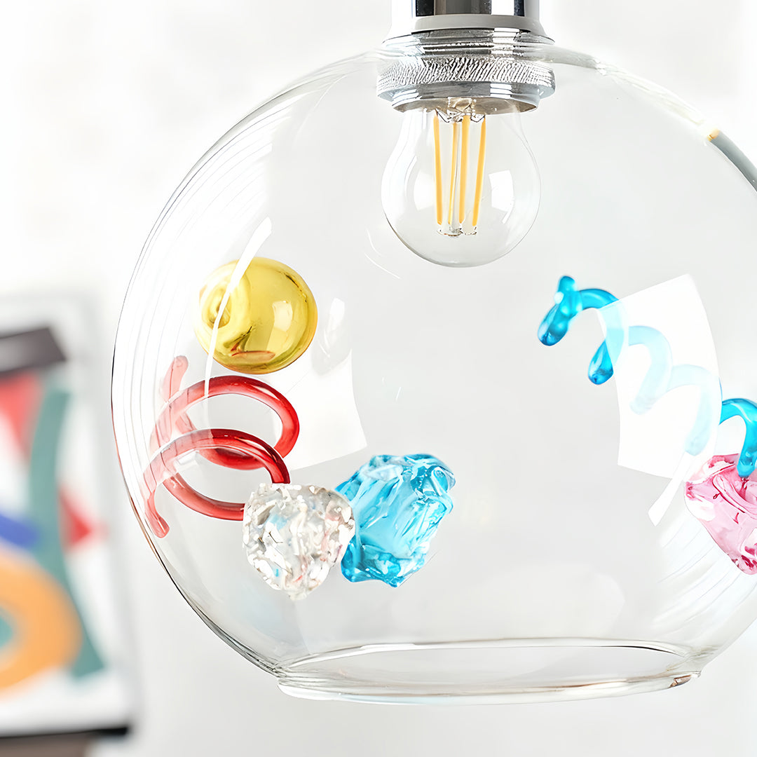 Colorful Glass Pendant Lights Creative Geometric Dec Ceiling Light