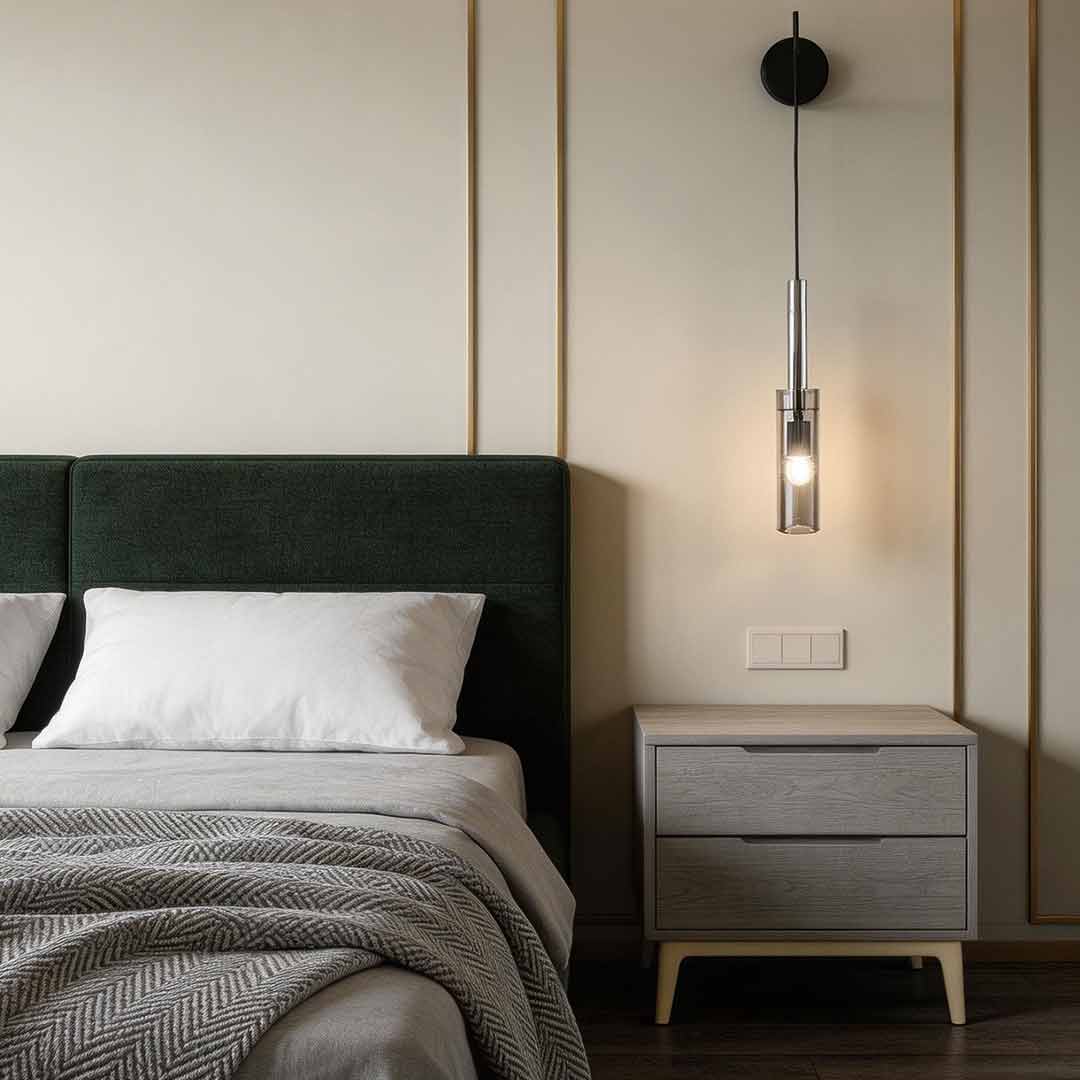 Bedside Hanging Wall Lamp Black Modern Copper Lighting