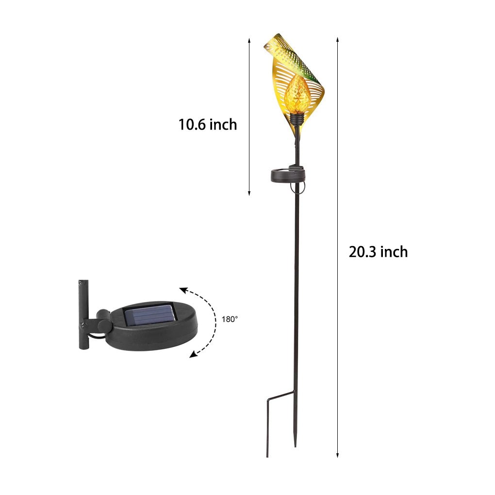 Elegant Curled Leaf Solar Lawn Light LED Outdoor Metal Post Lamp