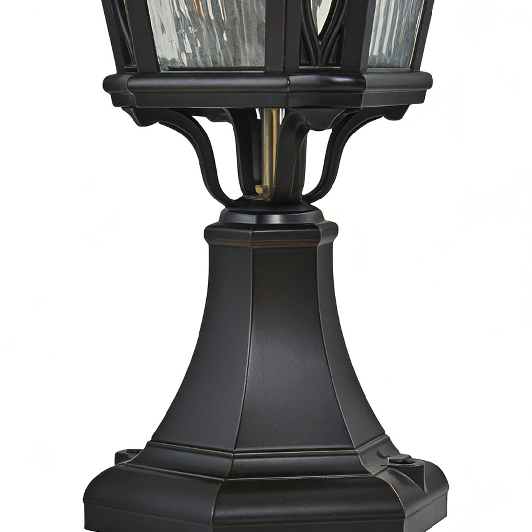Black Post Light Aluminum with Glass Shade Weatherproof Lamp