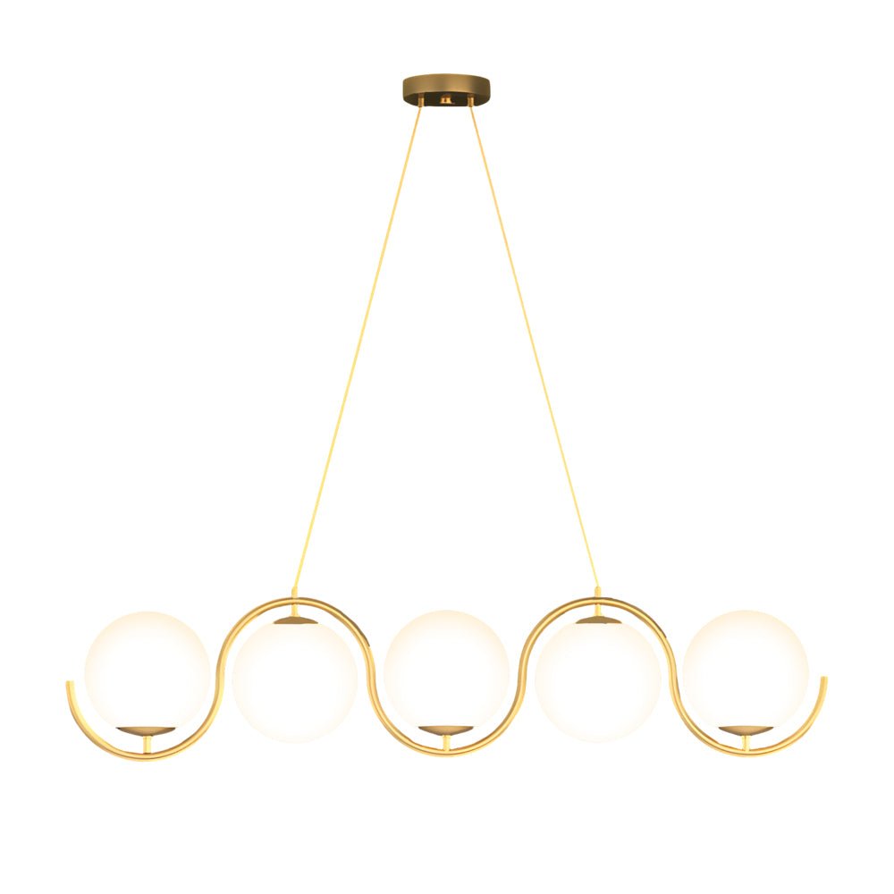 Glass Ball Linear Chandelier Wave‑shaped Island Ceiling Light