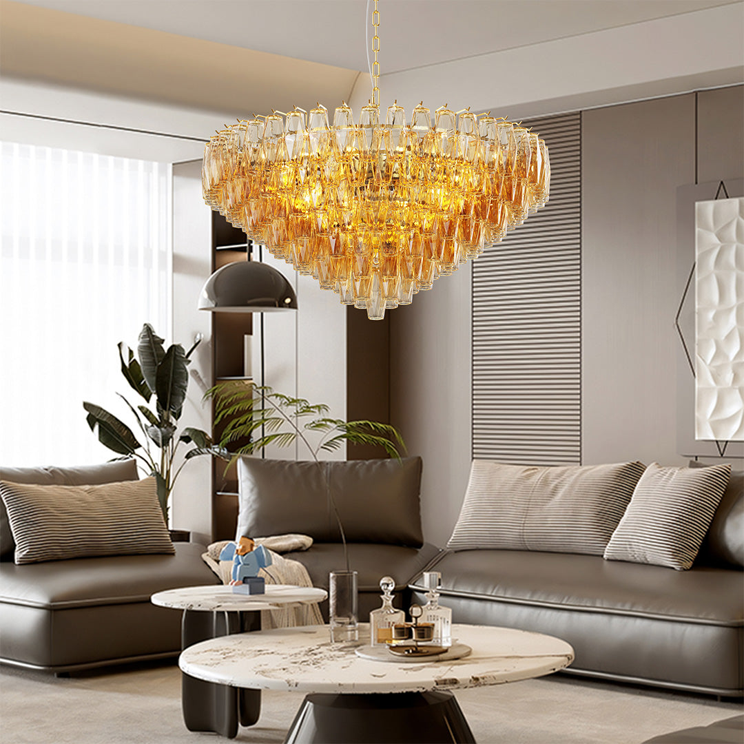 Glass Pendant Chandelier American Luxury Multi-head Ceiling Lights