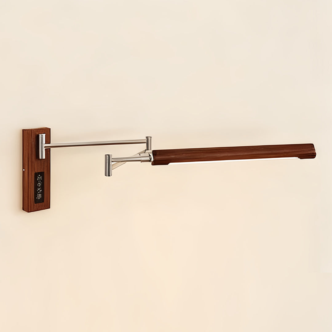 Swing Wall Light Mid-Century Iron Walnut LED Arm Lamp