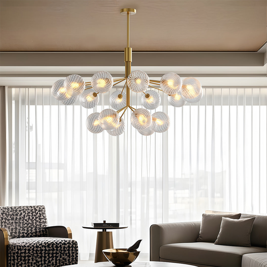 Luxury Modern Chandeliers Solid Copper Glass Ceiling Light
