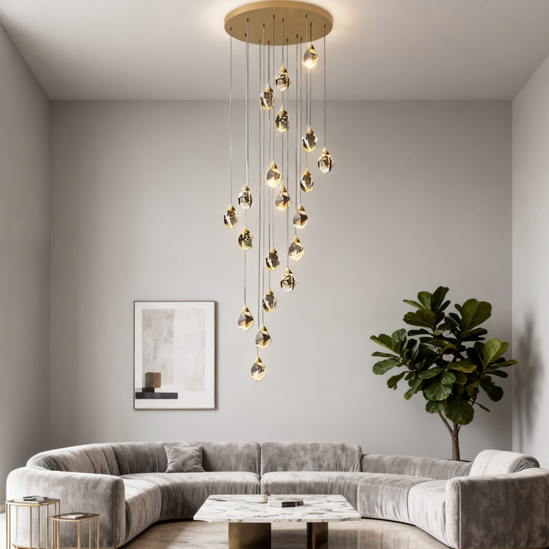 Luxury Staircase Chandelier Modern Spiral Crystal High Ceiling Light