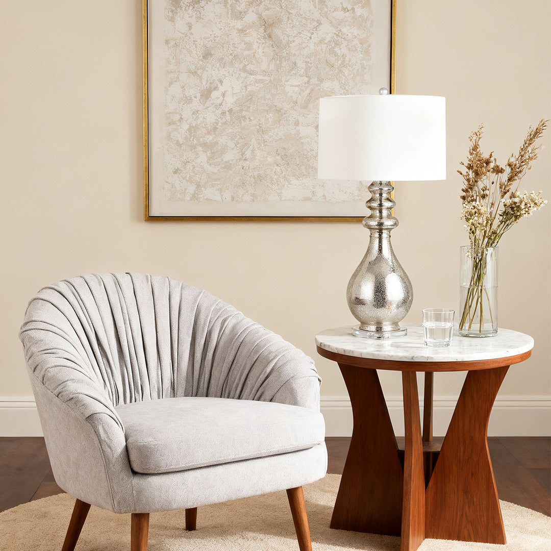 Modern Silver Table Lamp Polished Finish Unique Lamp