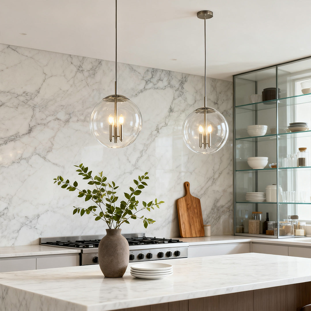 Glass Orb Pendant Light Contemporary Chic Silver Glass Ceiling Light