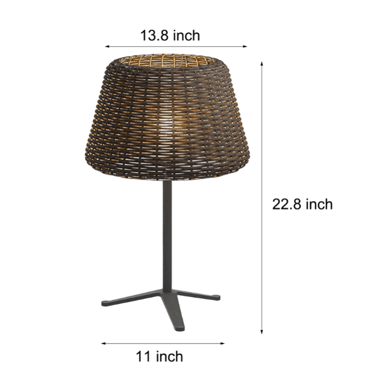 Elegant Rattan Shade LED Outdoor Floor Lamp Pendant Light with Stake and Open-Top Design