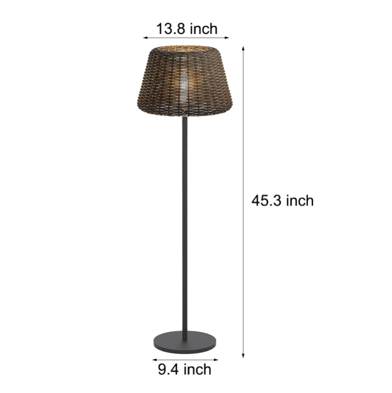 Elegant Rattan Shade LED Outdoor Floor Lamp Pendant Light with Stake and Open-Top Design