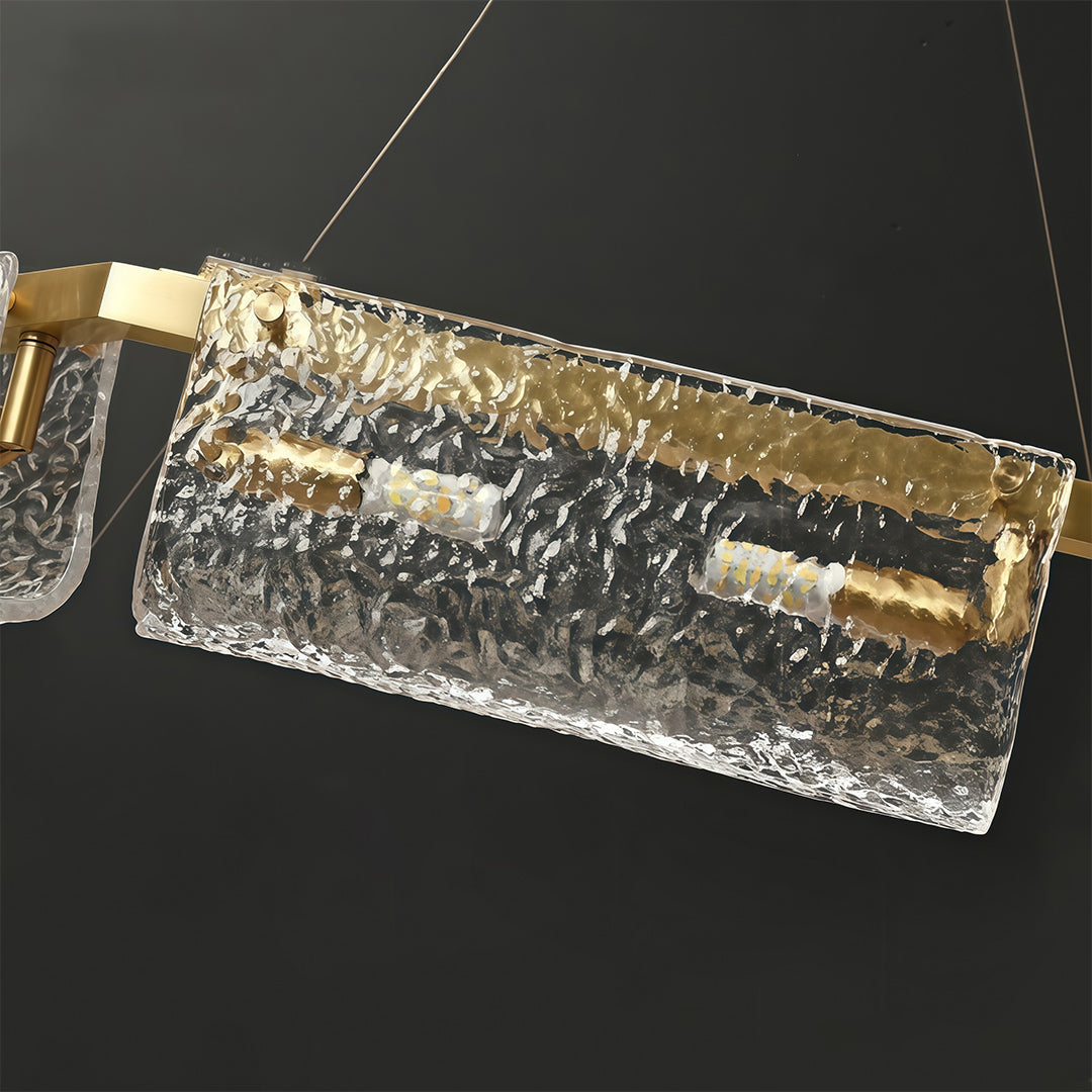 Rectangular Glass Chandelier Italian Luxury Full Brass Ceiling Light