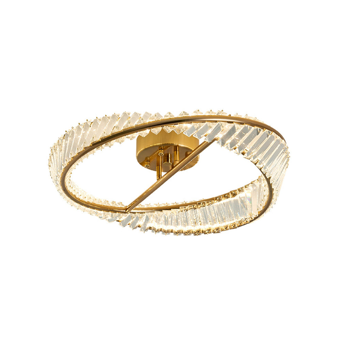 Mobius Light Fixture Luxury Gold Ring Flush Mount Crystal Light