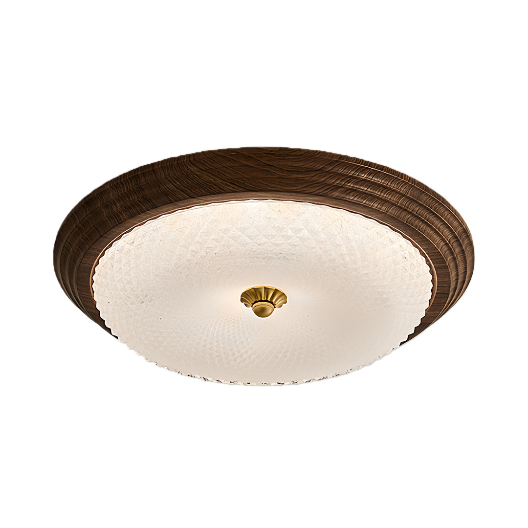 Vintage Art Deco Flush Mount Ceiling Light wide-spectrum Walnut Light