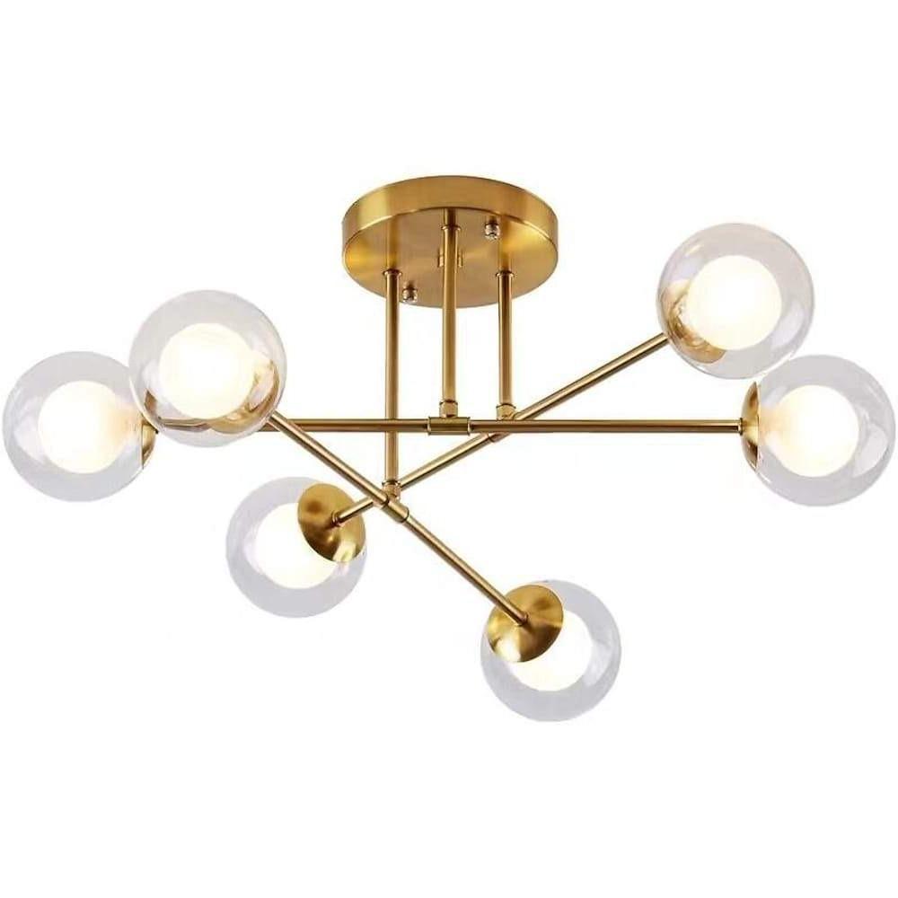 6-light Glass Sputnik LED Modern Ceiling Light Hanging Lamp Chandelier