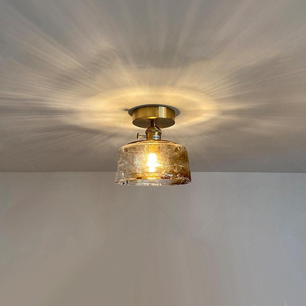 Creative Glass Lantern LED Electroplated Nordic Semi-Flush Mount Ceiling Lighting