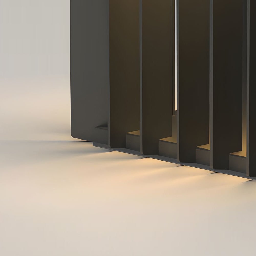 Exterior Pillar Lights Black Square Openwork Metal Light