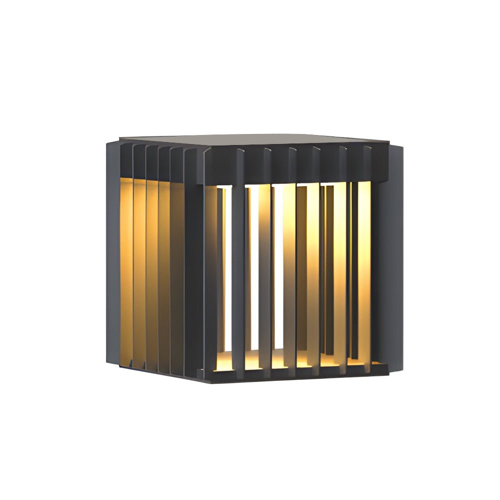 Exterior Pillar Lights Black Square Openwork Metal Light