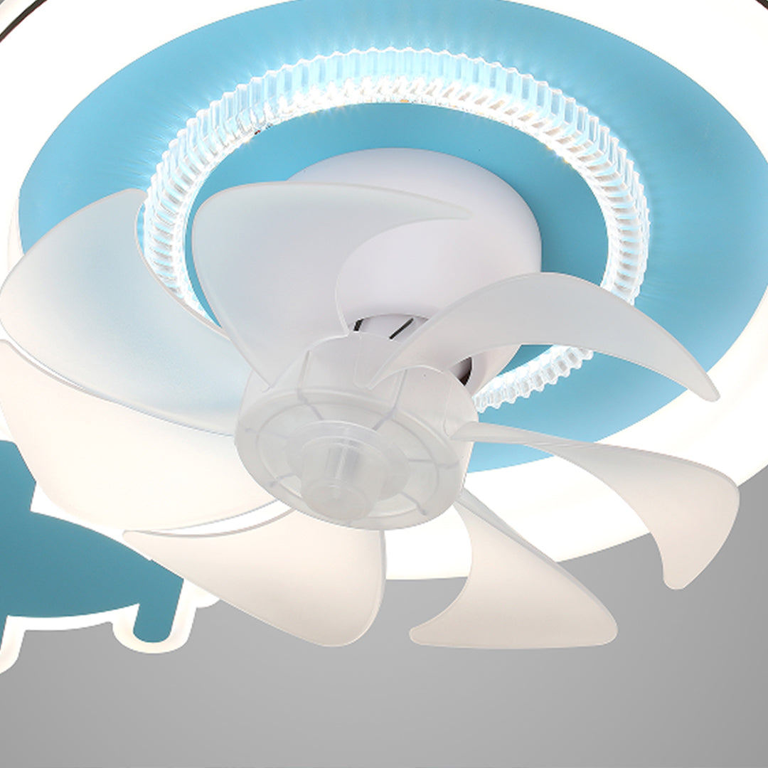 Children's Ceiling Fans with Lights Quiet Motor Blue and White Lamp