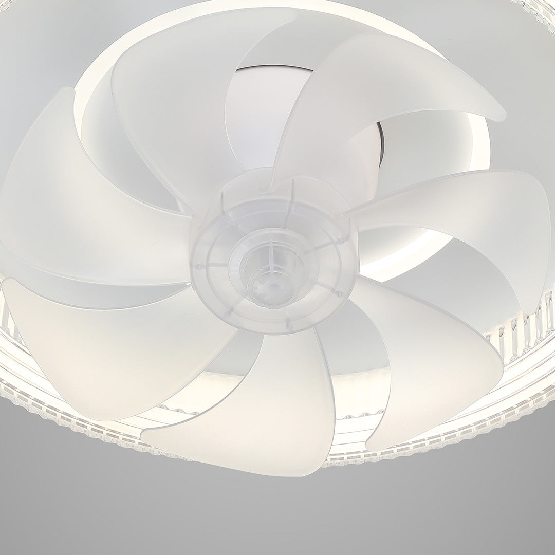 Circular Ceiling Fan with Light White Finish Simple LED Lamp