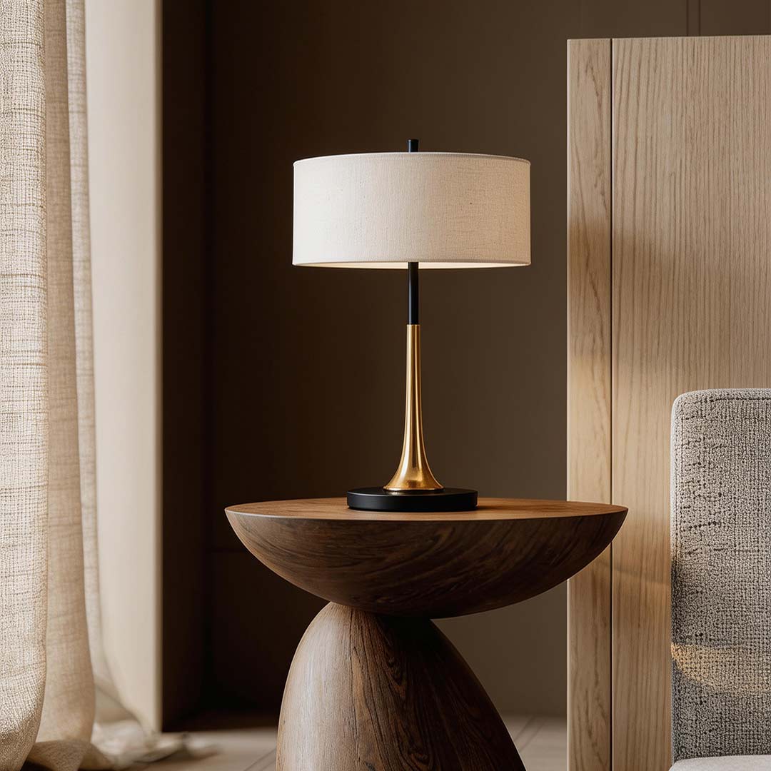 Fabric Table Lamp Elegant Modern Metal LED Bulbs Light