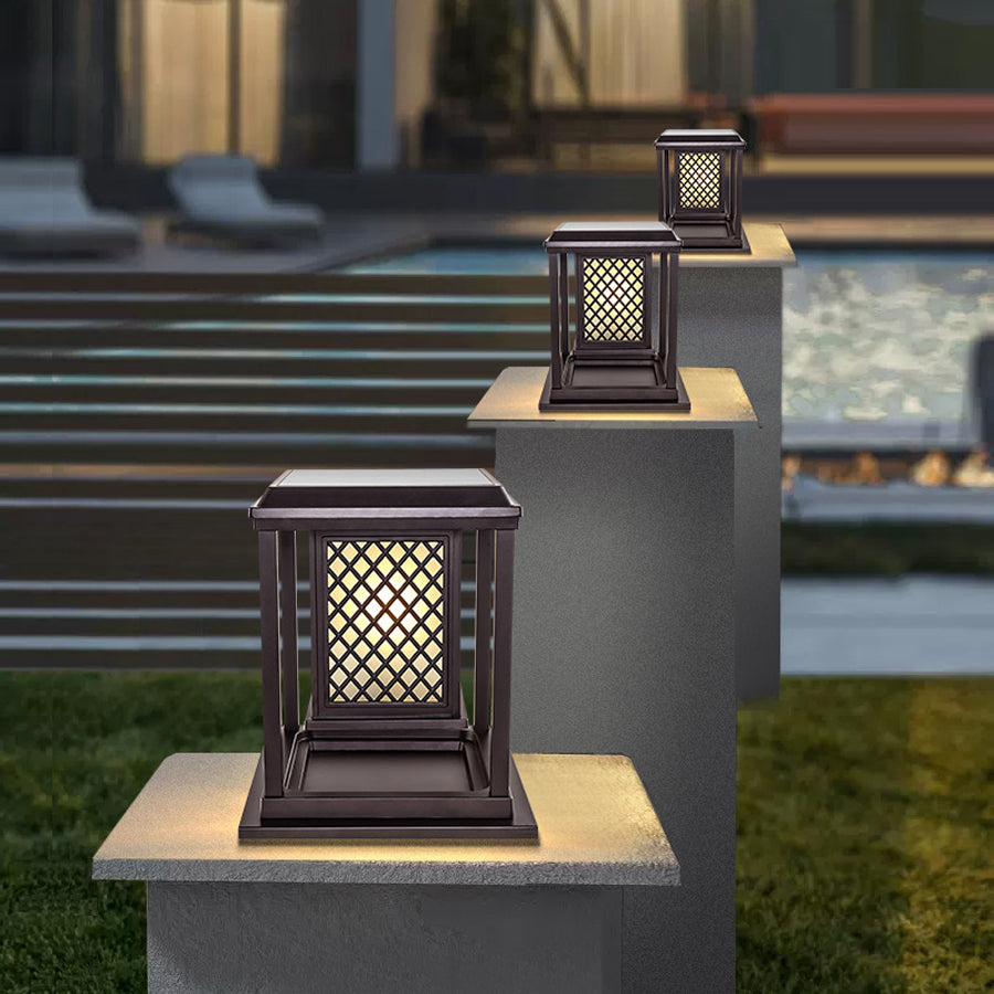 Square Exterior Pillar Lights Modern Style