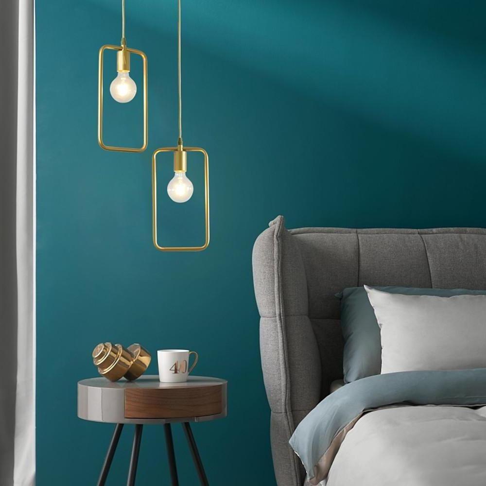 Metal Black and Gold Ceiling Light Rounded Square Pendant Lighting