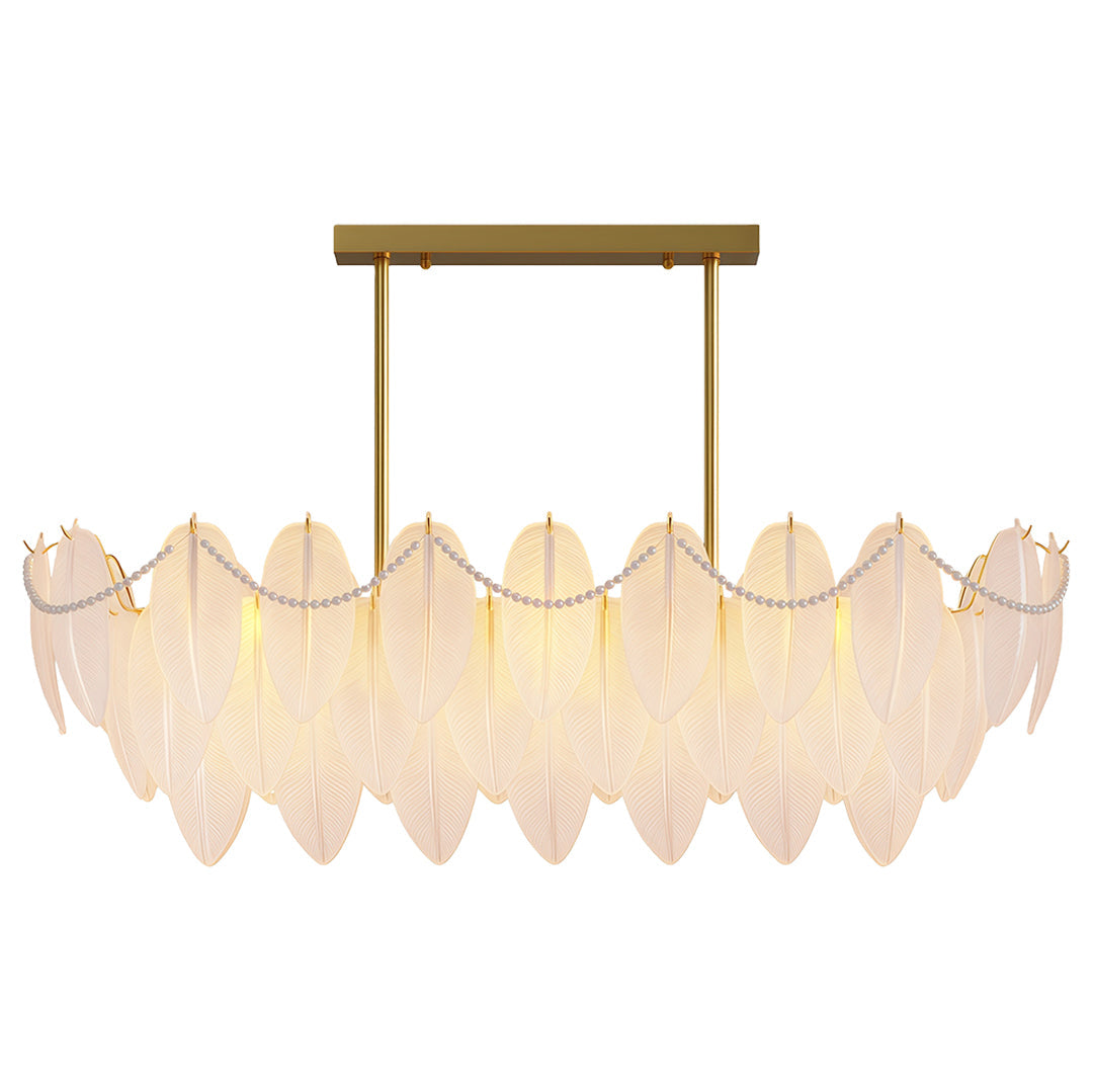 Feathers Chandelier Modern Full-Copper Pearl Ceiling Light