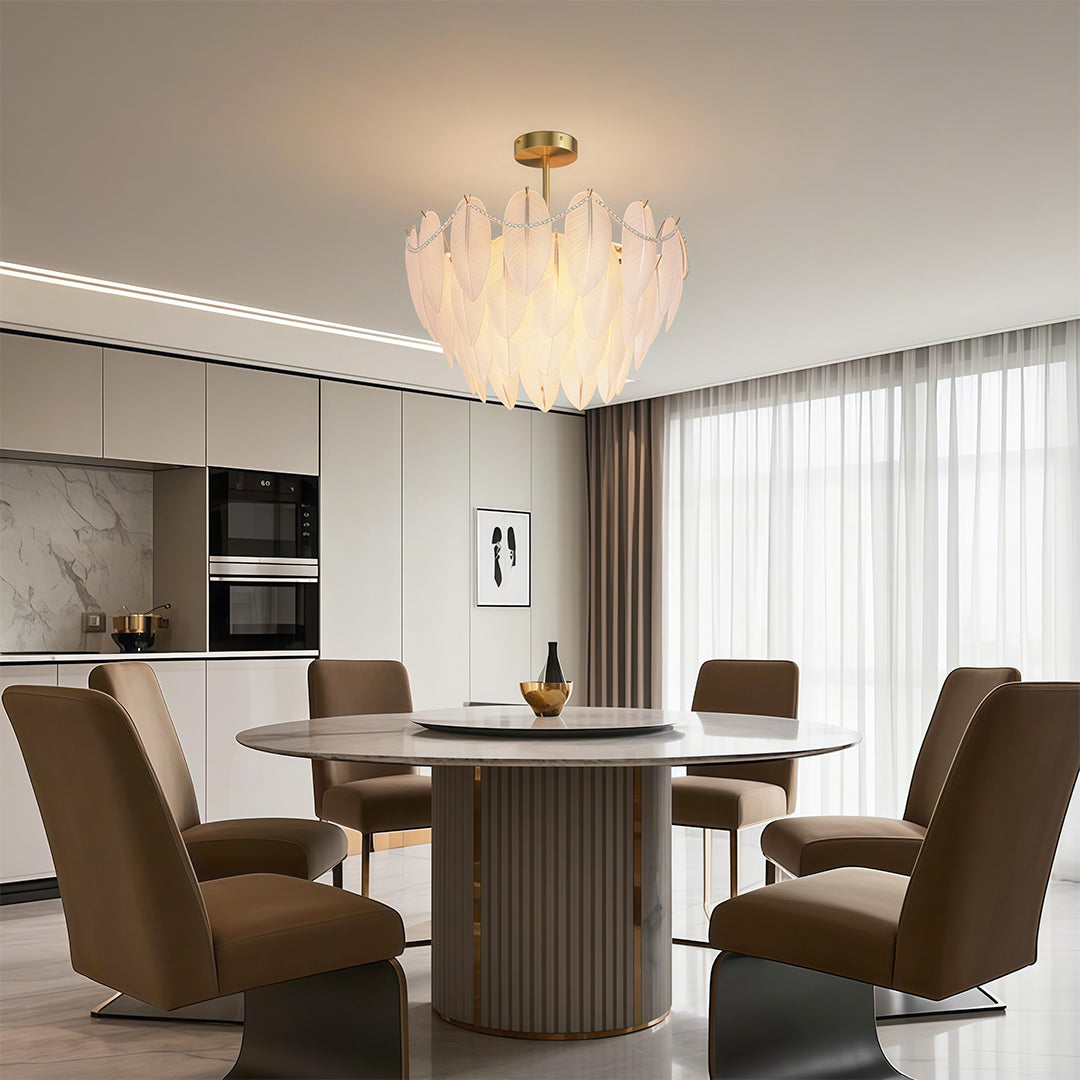 Feathers Chandelier Modern Full-Copper Pearl Ceiling Light