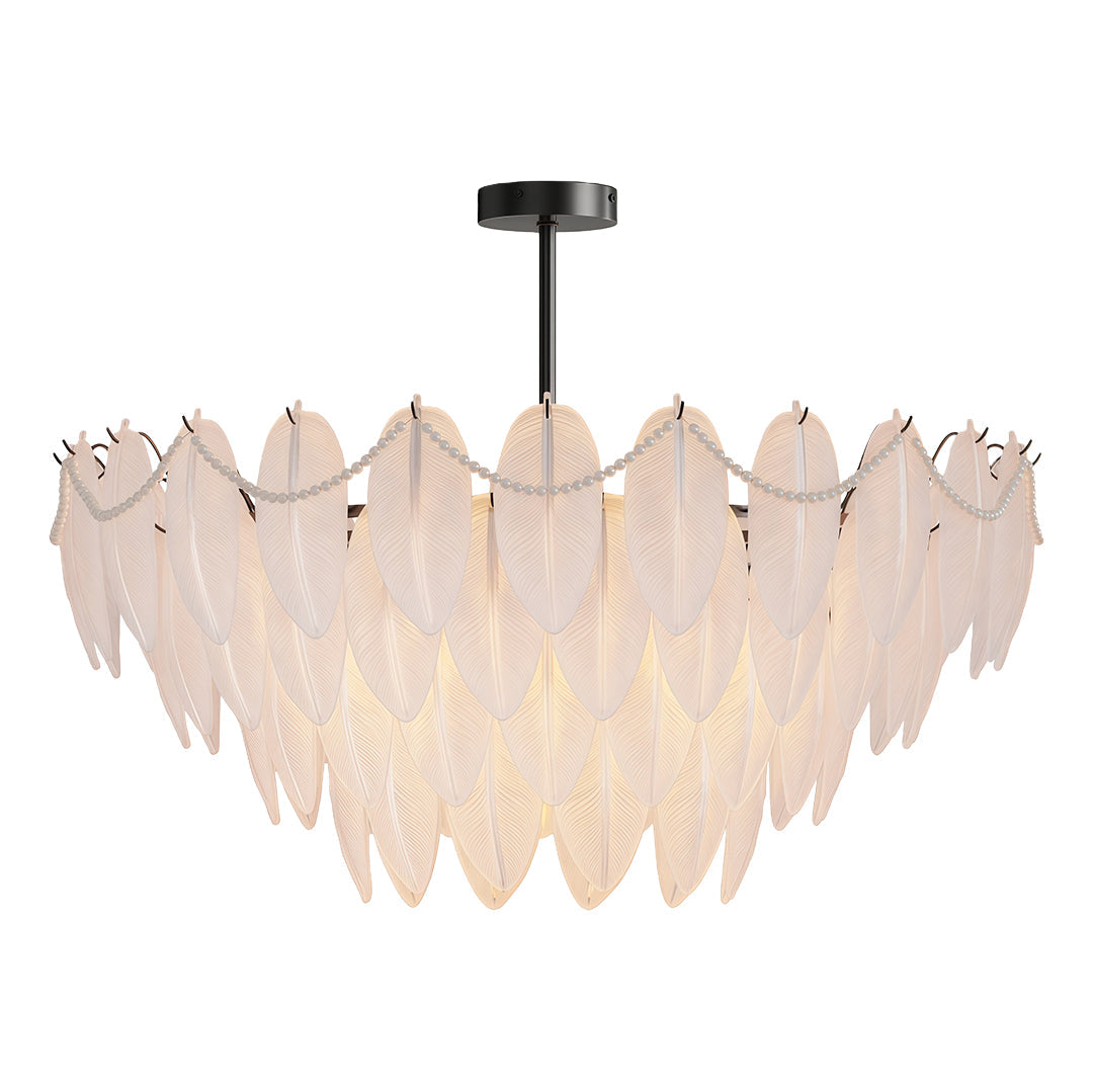 Feathers Chandelier Modern Full-Copper Pearl Ceiling Light