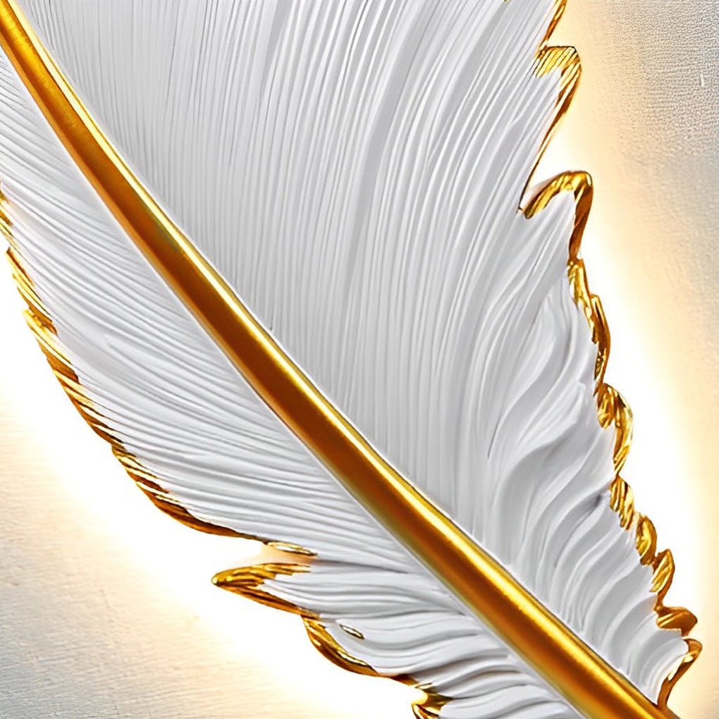 Feather LED Wall Lamp Modern White Decorative Resin Light