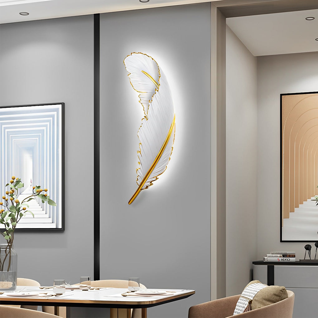 Feather LED Wall Lamp Modern White Decorative Resin Light