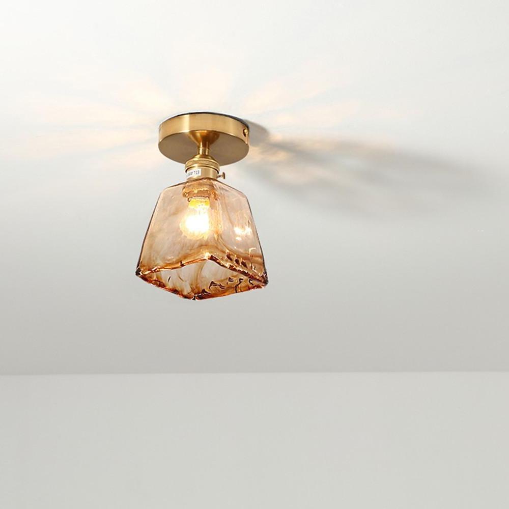 Creative Glass Lantern LED Electroplated Nordic Semi-Flush Mount Ceiling Lighting