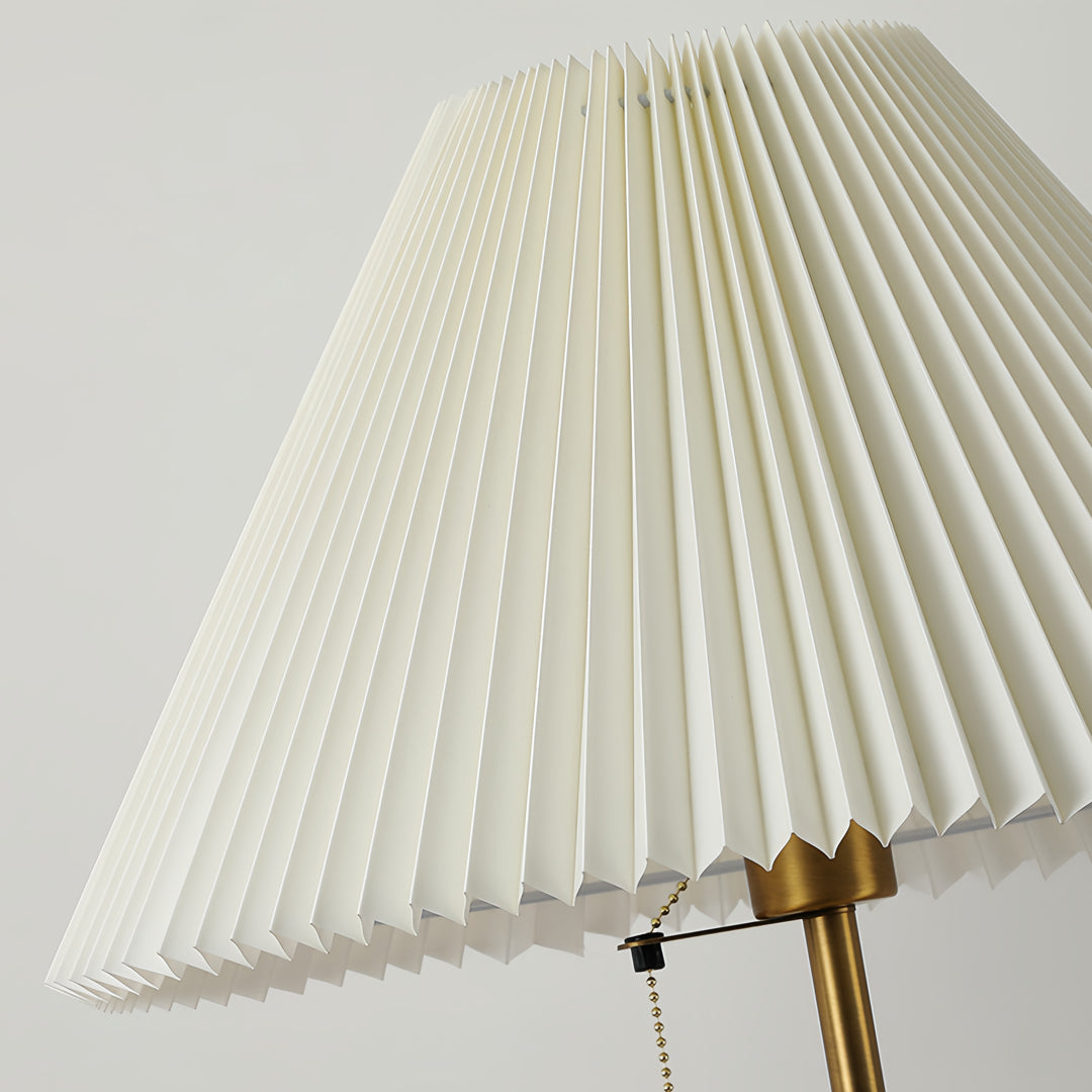 Floor Wood Lamp Pleated Fabric Shade Standing Lamp