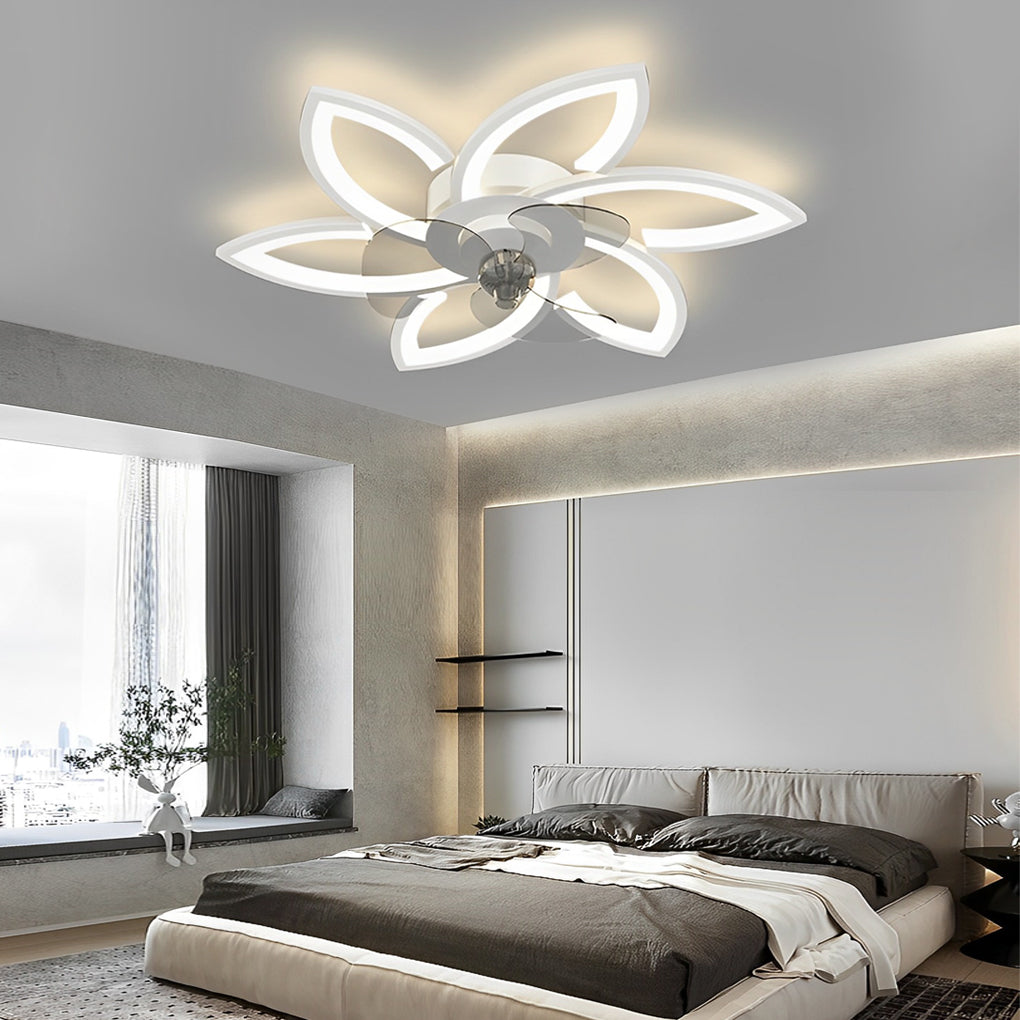 Flower Ceiling Fan with Light Modern Smart Silent LED Light