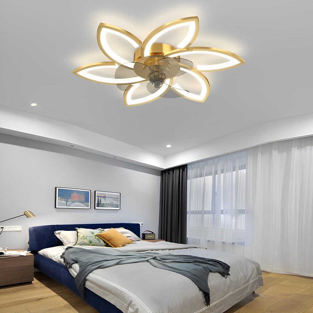 Flower Ceiling Fan with Light Modern Smart Silent LED Light