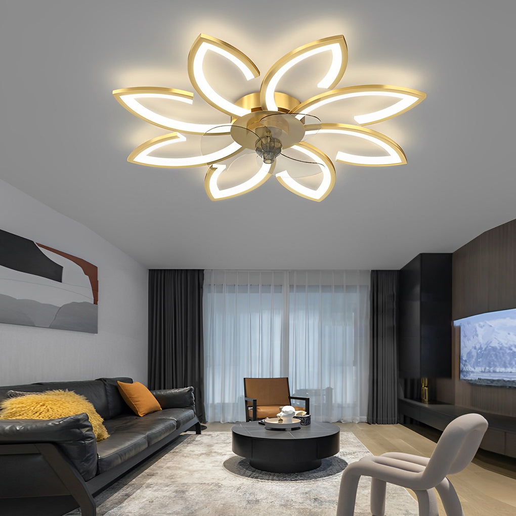 Flower Ceiling Fan with Light Modern Smart Silent LED Light