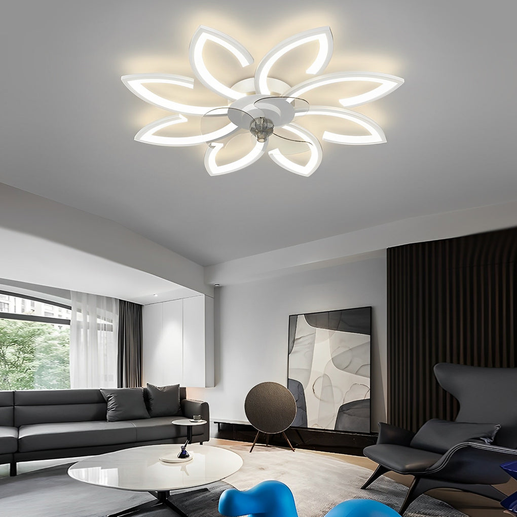 Flower Ceiling Fan with Light Modern Smart Silent LED Light