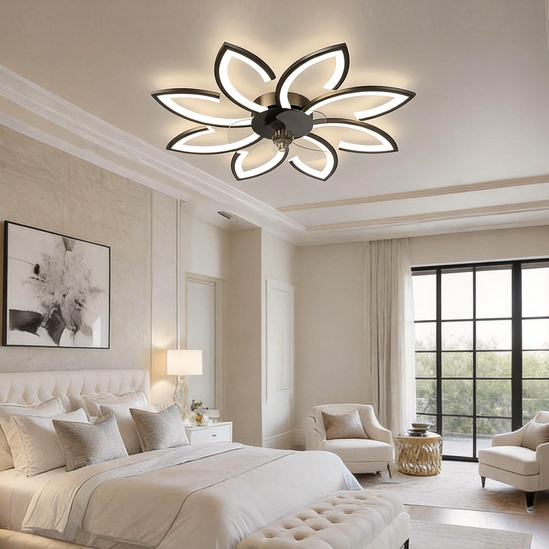 Flower Ceiling Fan with Light Modern Smart Silent LED Light