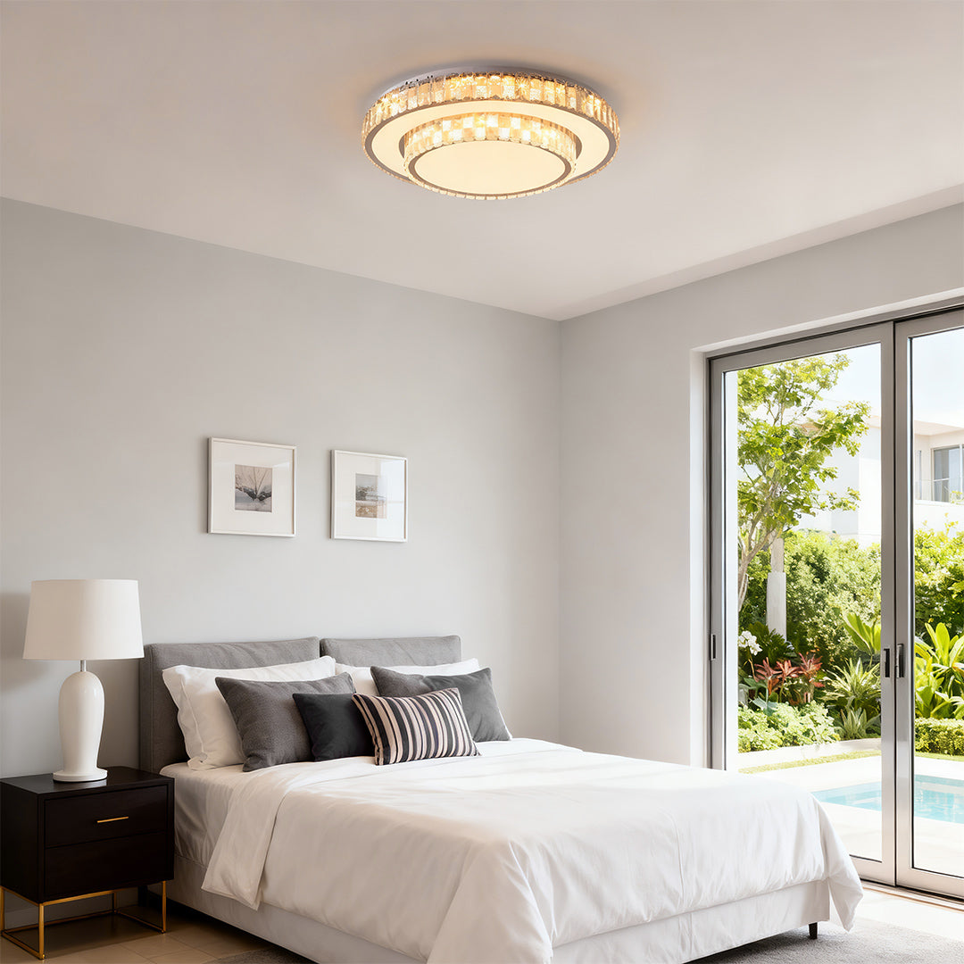 Flush Mount Ceiling LED Light Minimalist Luxury Crystal Lamp