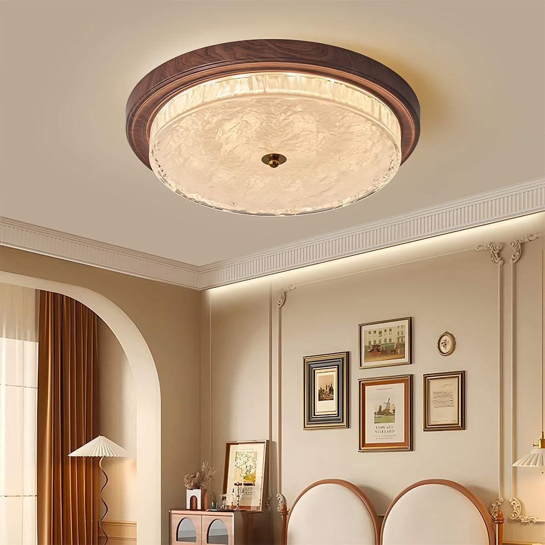 Flush Mount Dome Light American Vintage Ribbed Glass Ceiling Light