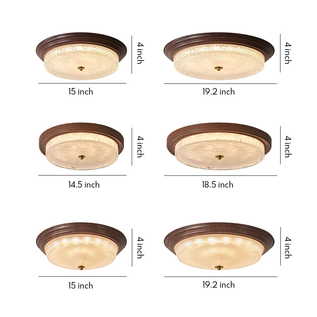 Flush Mount Dome Light American Vintage Ribbed Glass Ceiling Light