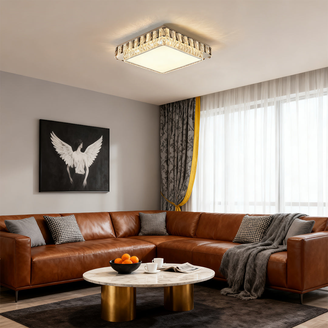 Flush Mounting LED Lights Luxury Metal Crystal Lamp