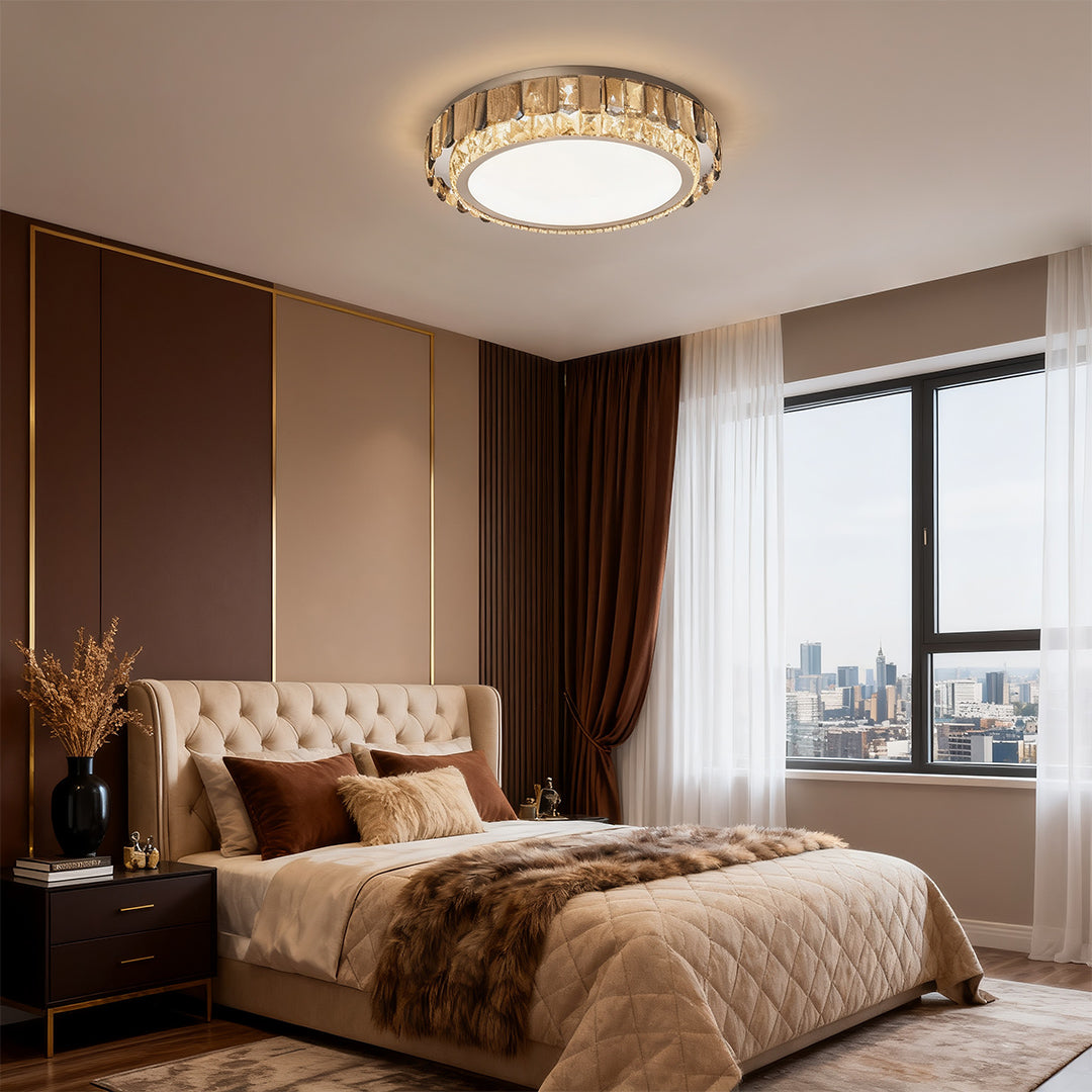 Flush Mounting LED Lights Luxury Metal Crystal Lamp