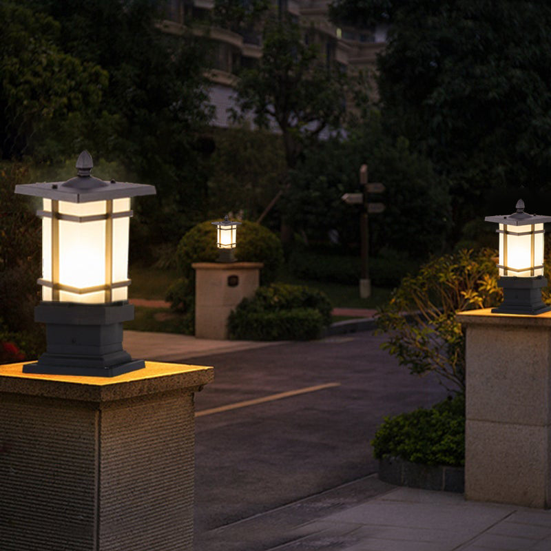 Garden Bollard Lighting Vintage Pavilion Style Black Outdoor Light