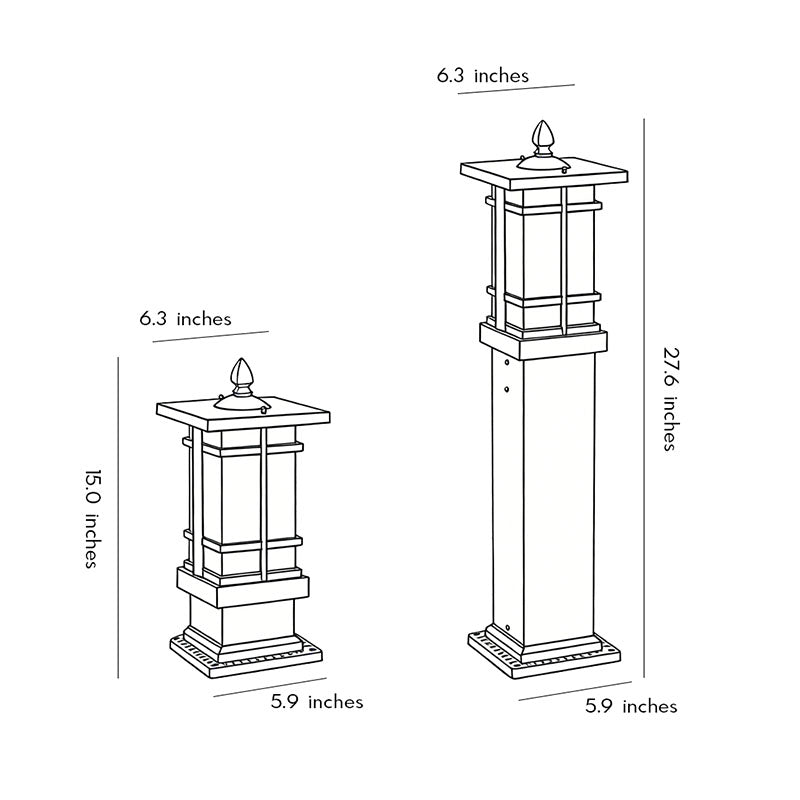 Garden Bollard Lighting Vintage Pavilion Style Black Outdoor Light