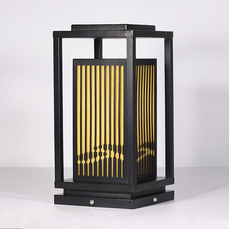 Garden Bollards Lights Striped Black Modern Outdoor Lamp