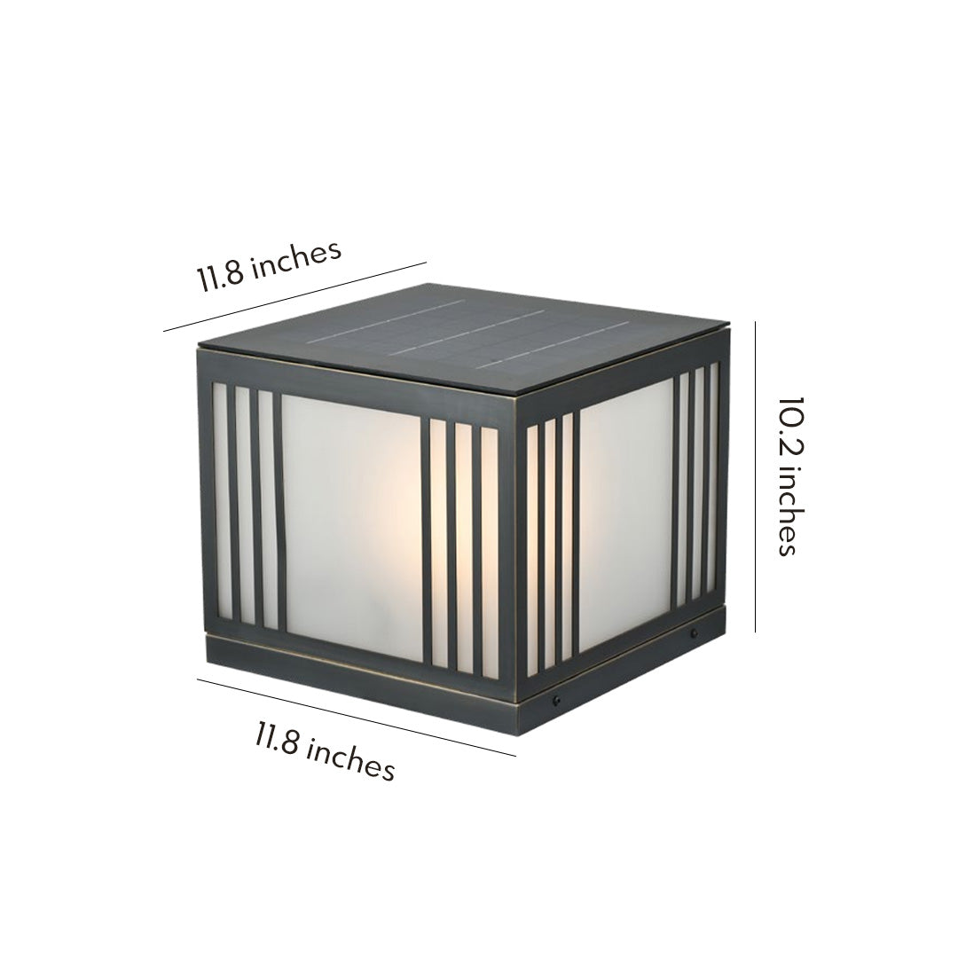 Gate Pillar Solar Light Outdoor Copper Square Rust-Proof Light