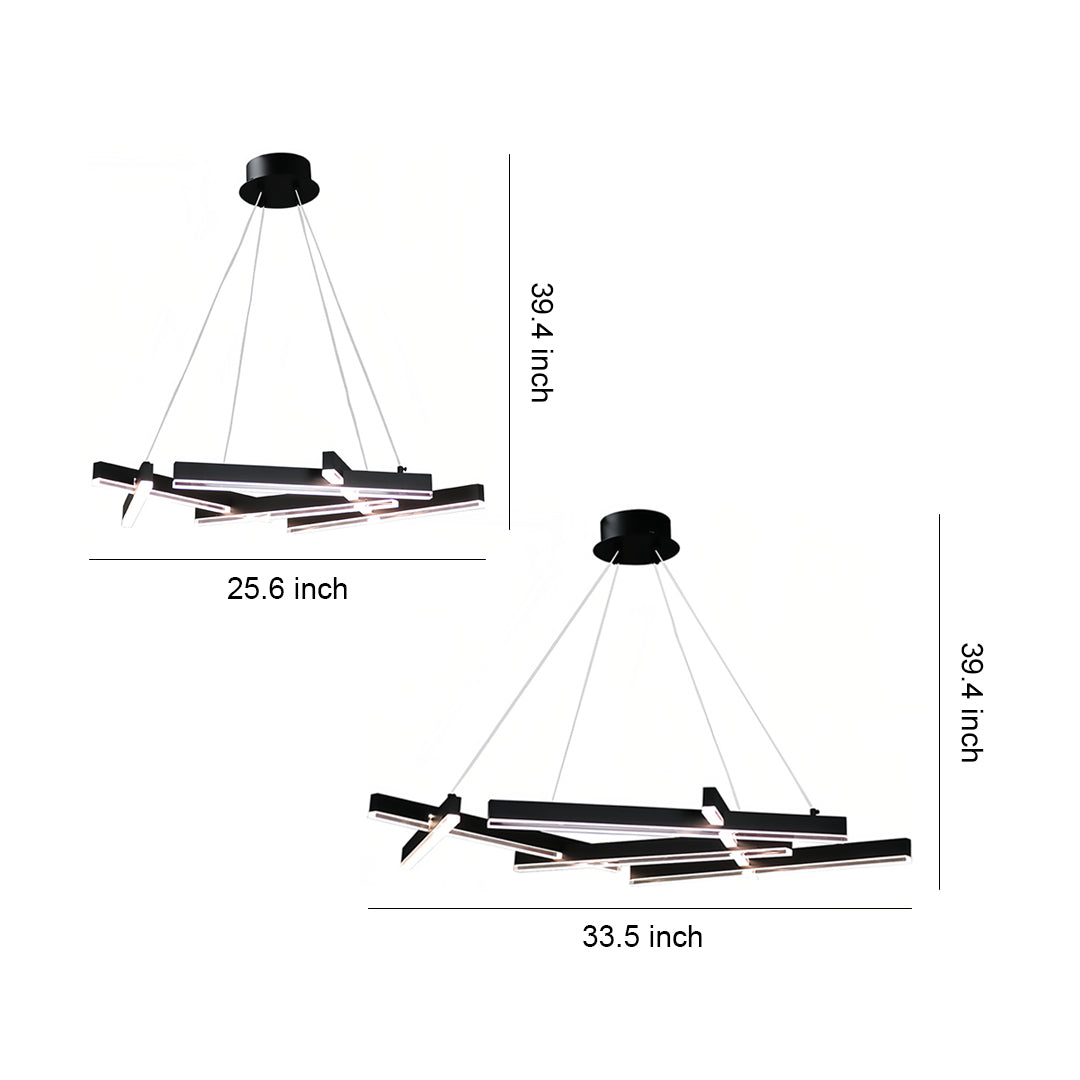 Black Metal Chandelier Modern Geometric Shape LED Ceiling Light