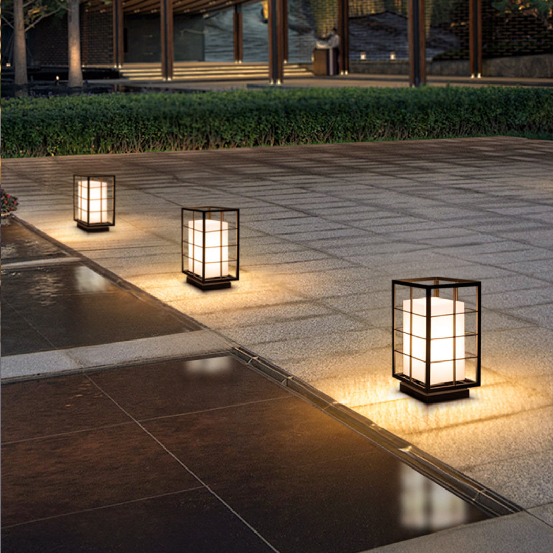 Black Modern Japanese Outdoor Lanterns Waterproof Garden lights