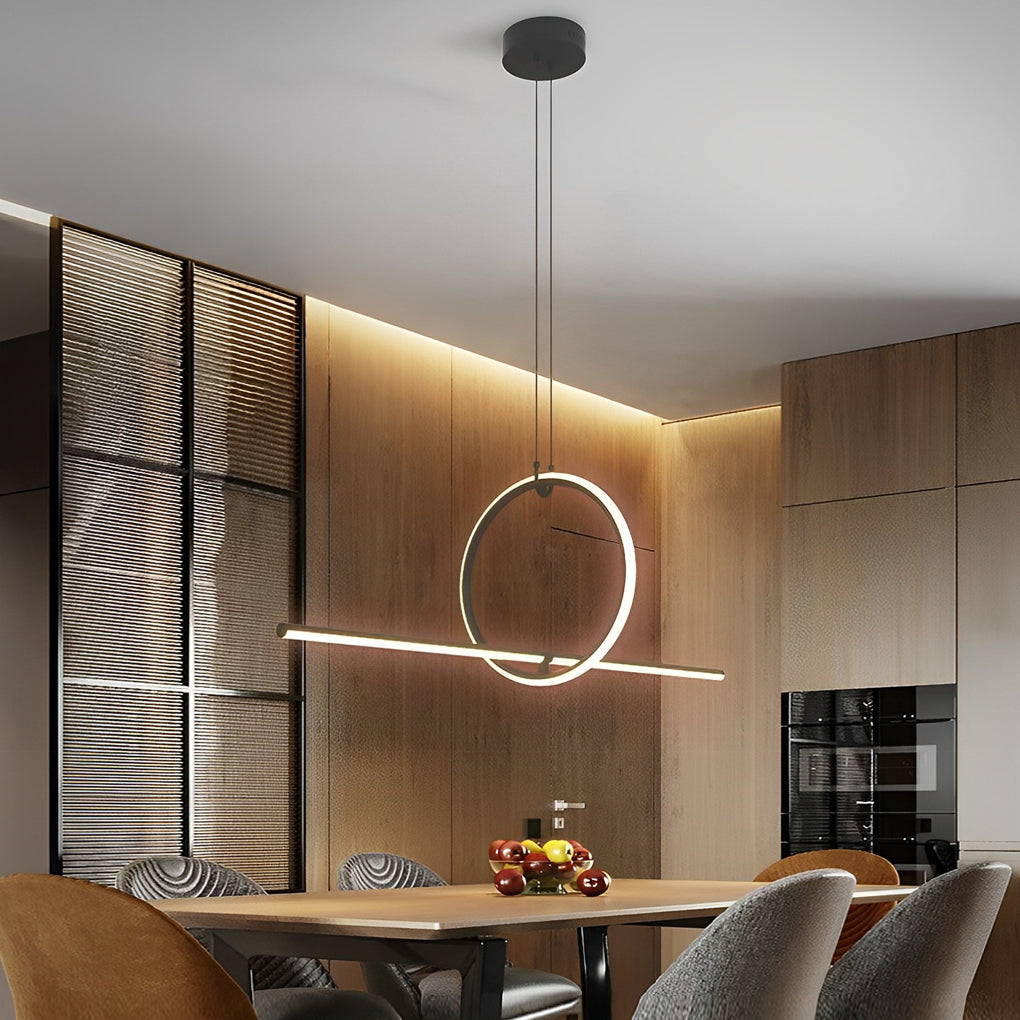 Geometric Pendant Light Fixture Ring Linear Ceiling Light